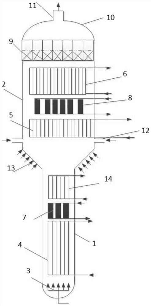 Multi-stage slurry bed reactor and working method thereof