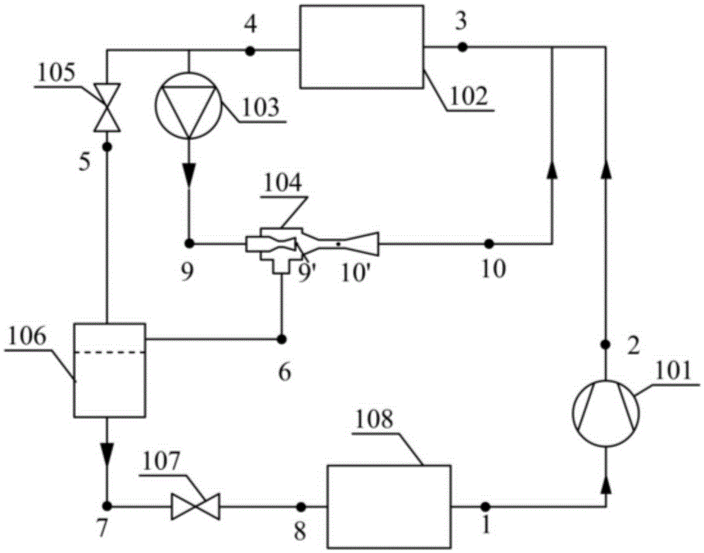 A Single-Stage Vapor Compression Cycling System with Ejector Subcooling and Efficiency Enhancement