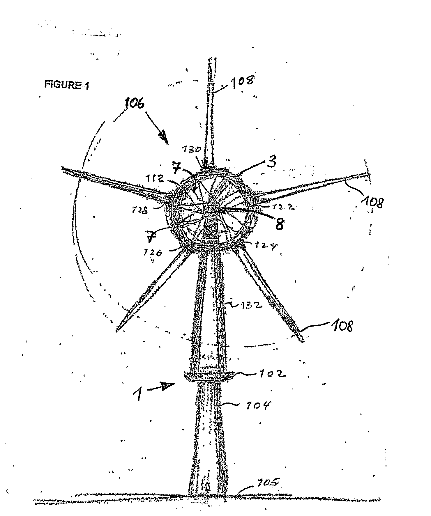 Tension Wheel Hub in a Rotor System for Wind and Water Turbines