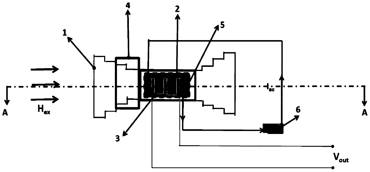 Low-frequency induction type magnetic sensor based on non-volatile detuning