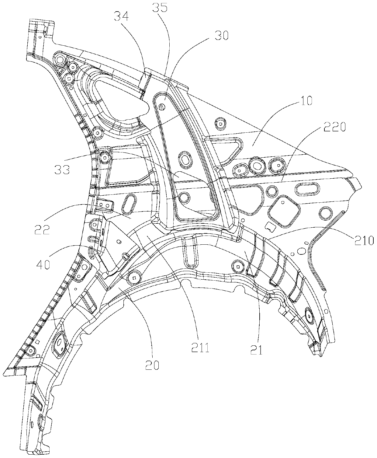 Body side wall structure, c-pillar reinforcement panel and vehicle