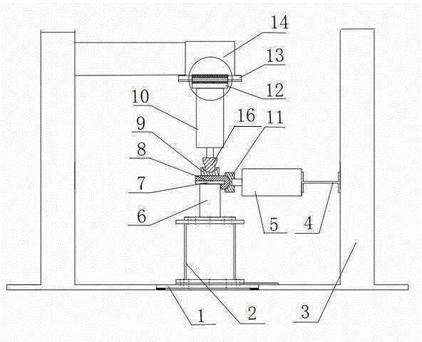 Device for testing loading of component compositely stressed by pressure, bending moment and shearing force