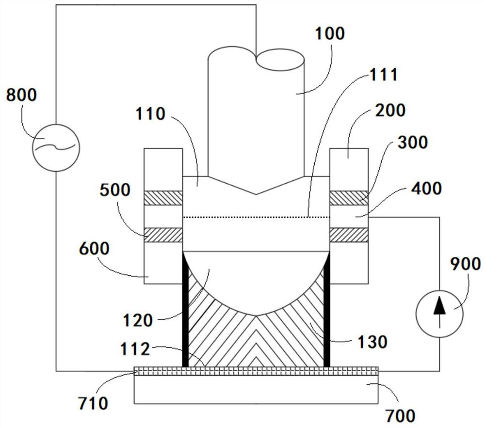 Electroslag remelting device and method for refining electroslag ingot solidification structure through dual-power-supply coupling