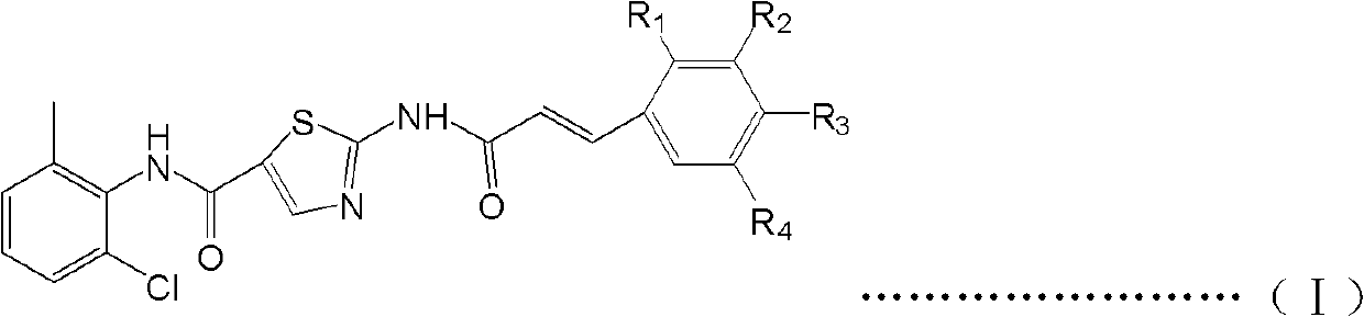 N-(2-chloro-6-methyl phenyl)-2-(phenyl acrylamide)thiazole-5-formamide derivative, and preparation method and use thereof