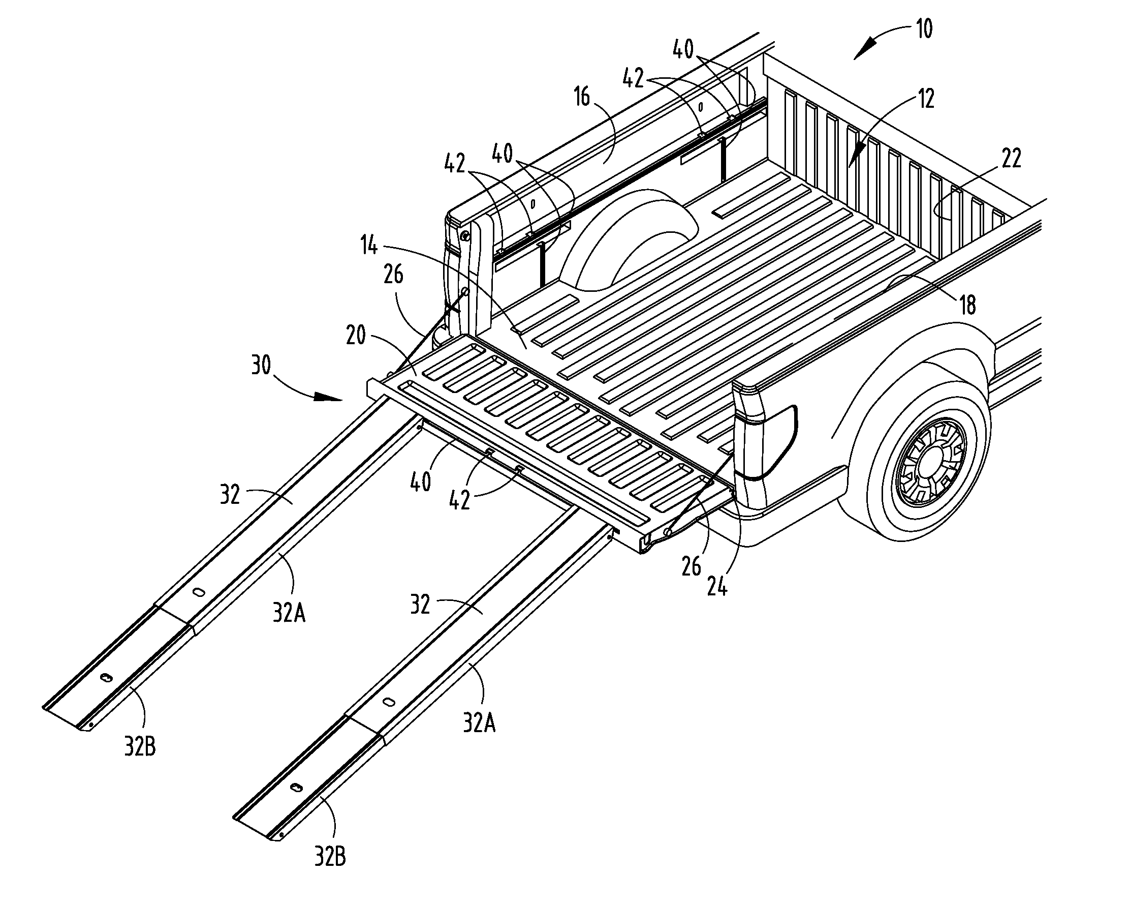 Cargo box extension assembly for vehicle