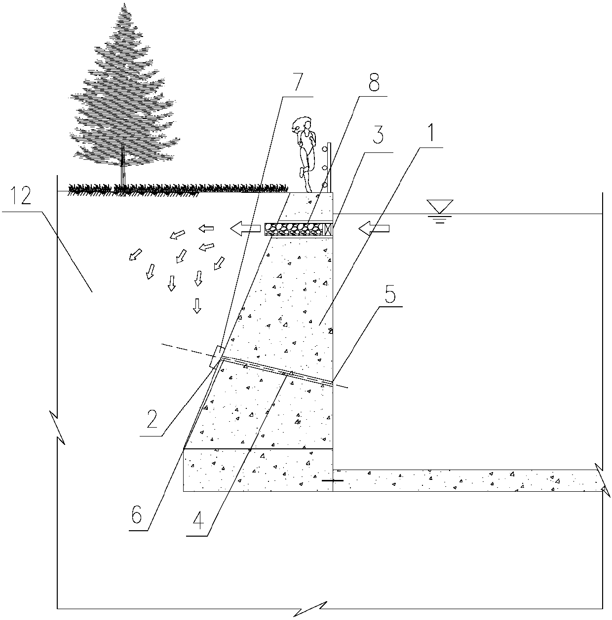 Retaining wall structure for sponge city construction