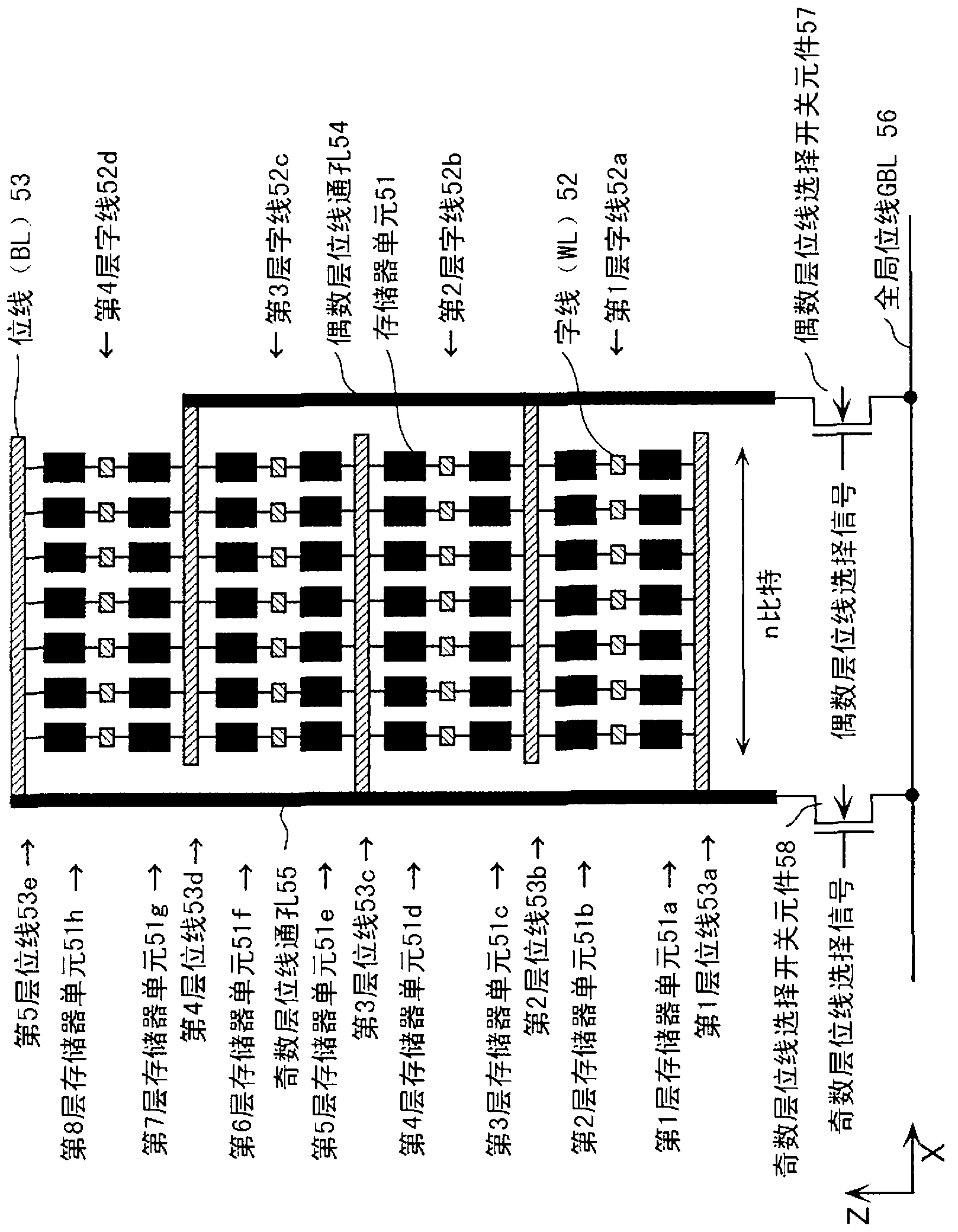 Crosspoint-type variable-esistance non-volatile storage device