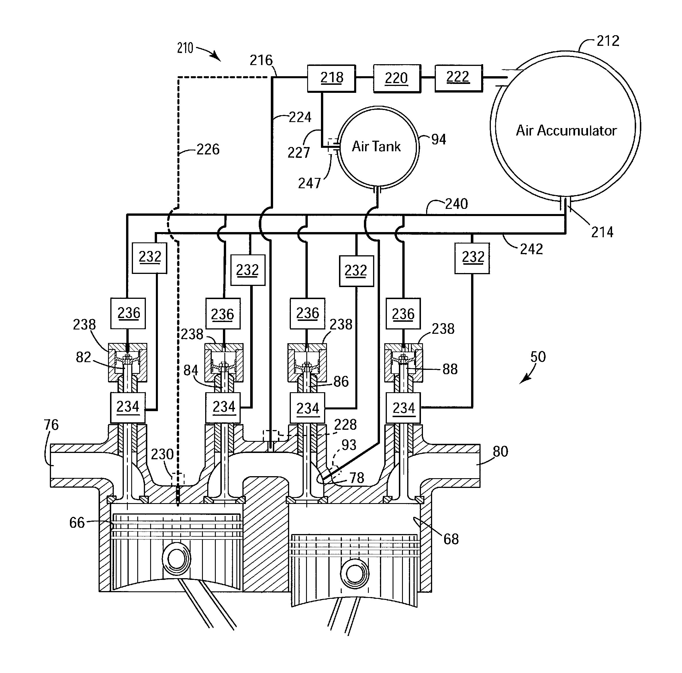 Air supply for components of a split-cycle engine