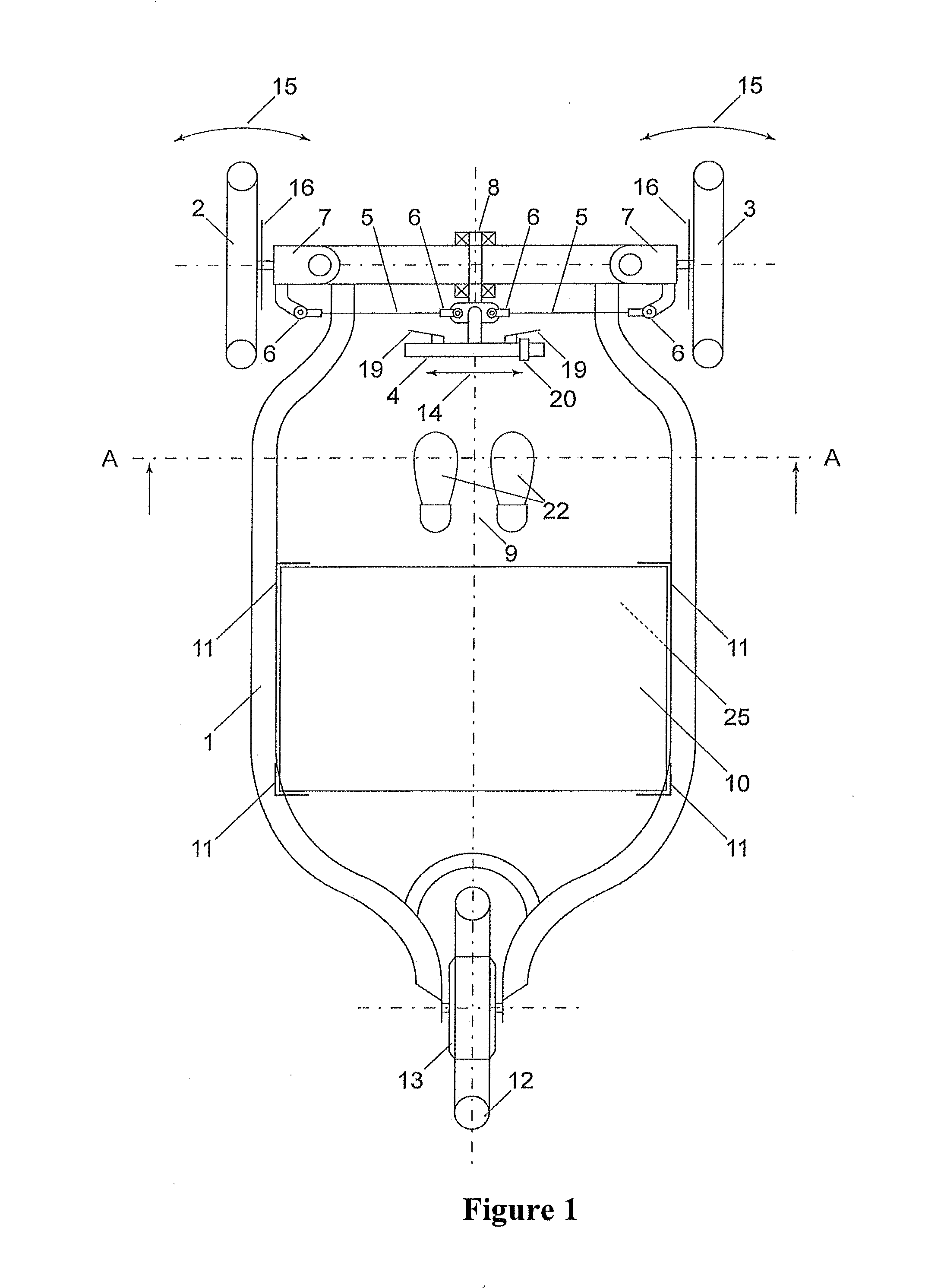 Transport vehicle having a  three-wheel chassis