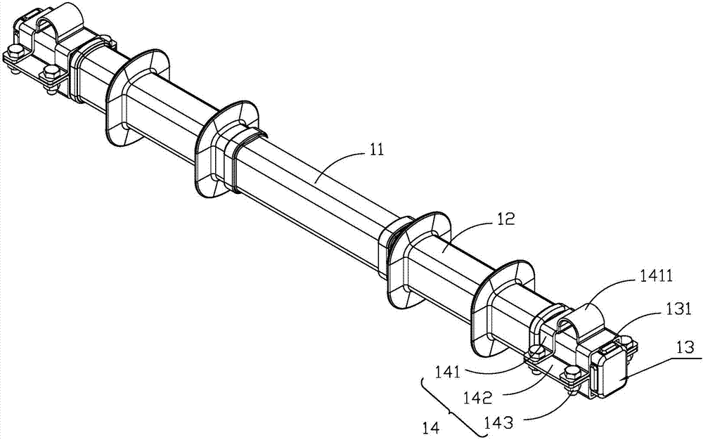 Lead fixing device and composite cross arm