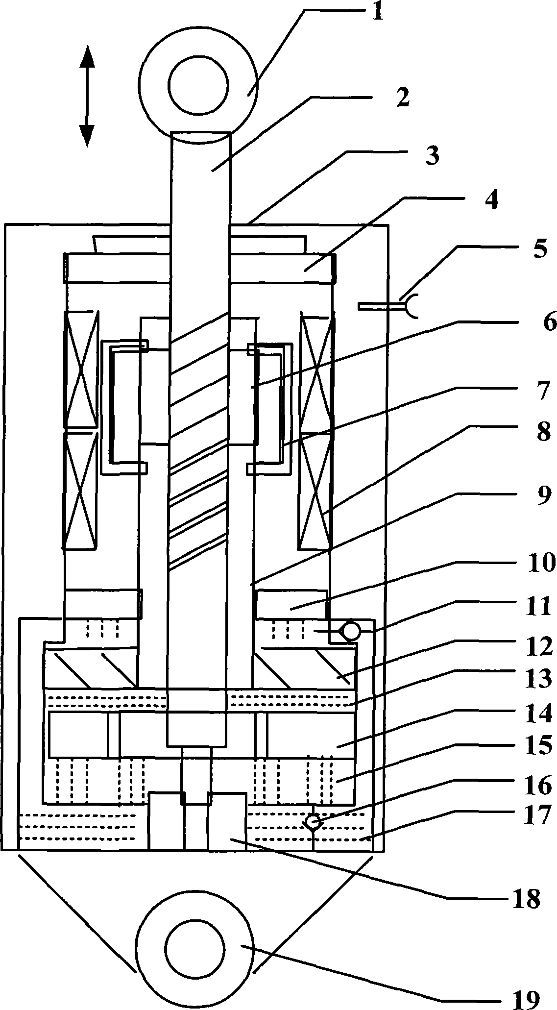 Generating device for recycling energy of suspended vibration absorber to charge new-energy-source automobile