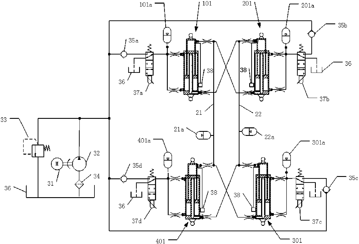 Vehicle suspension units and interconnection suspension system