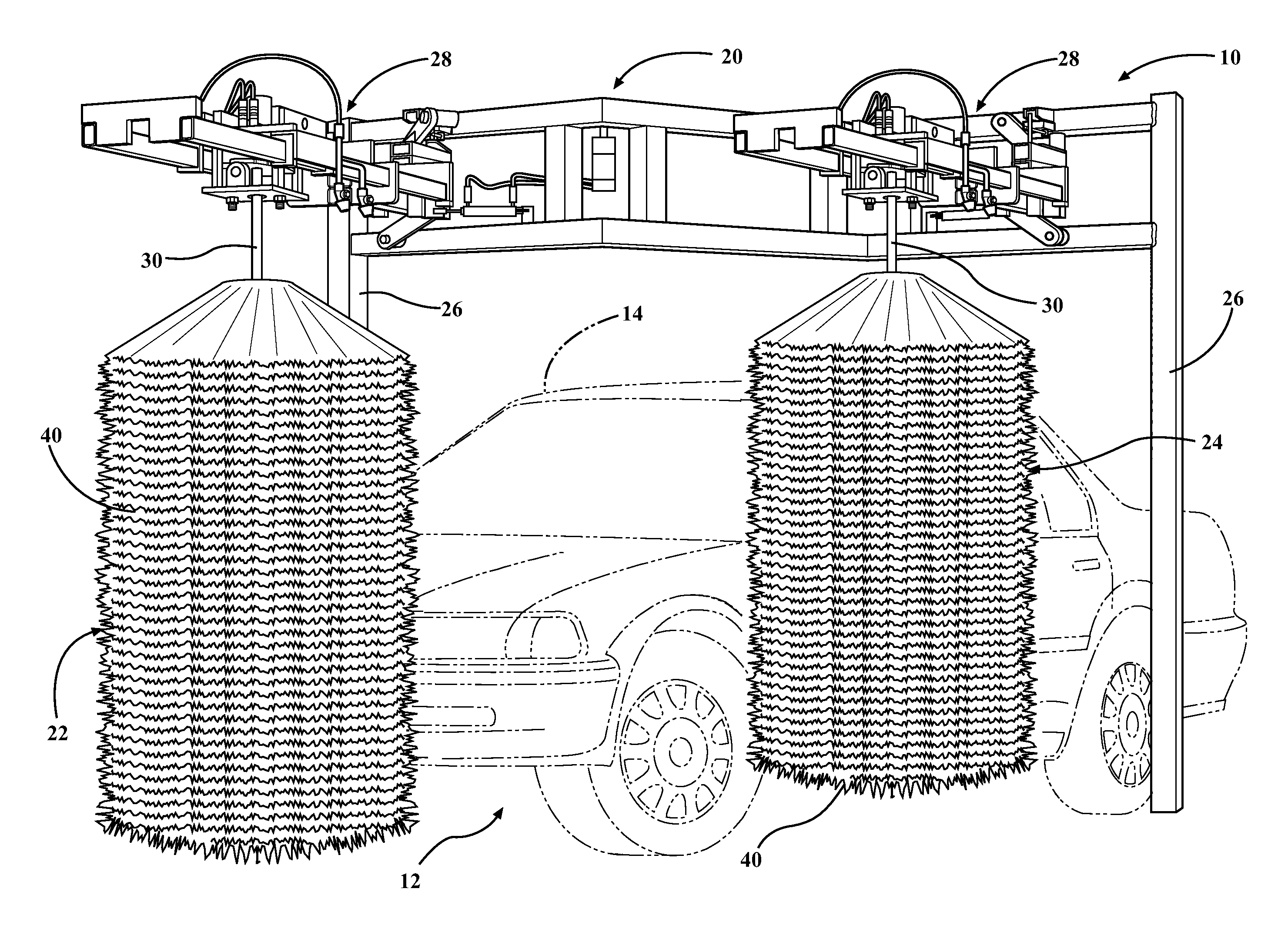 Absorbent media element for a vehicle wash component