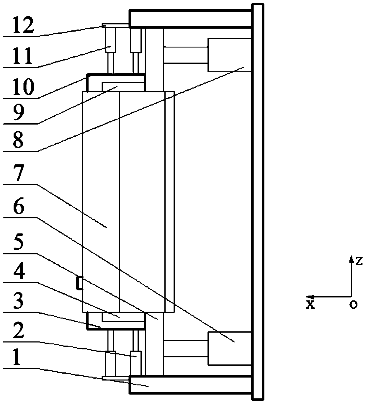 A device for lifting the mass of the tooth-by-tooth heating end with a guide block