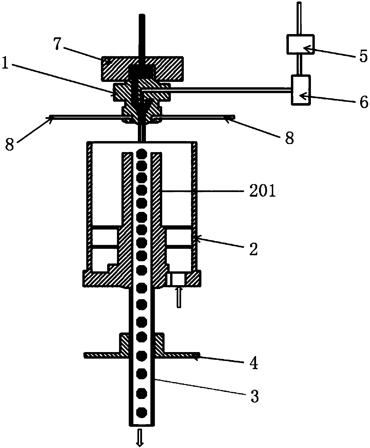 Cigarette blasting bead processing equipment and three-phase flow preparation device thereof