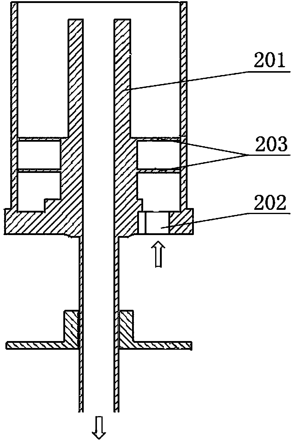 Cigarette blasting bead processing equipment and three-phase flow preparation device thereof