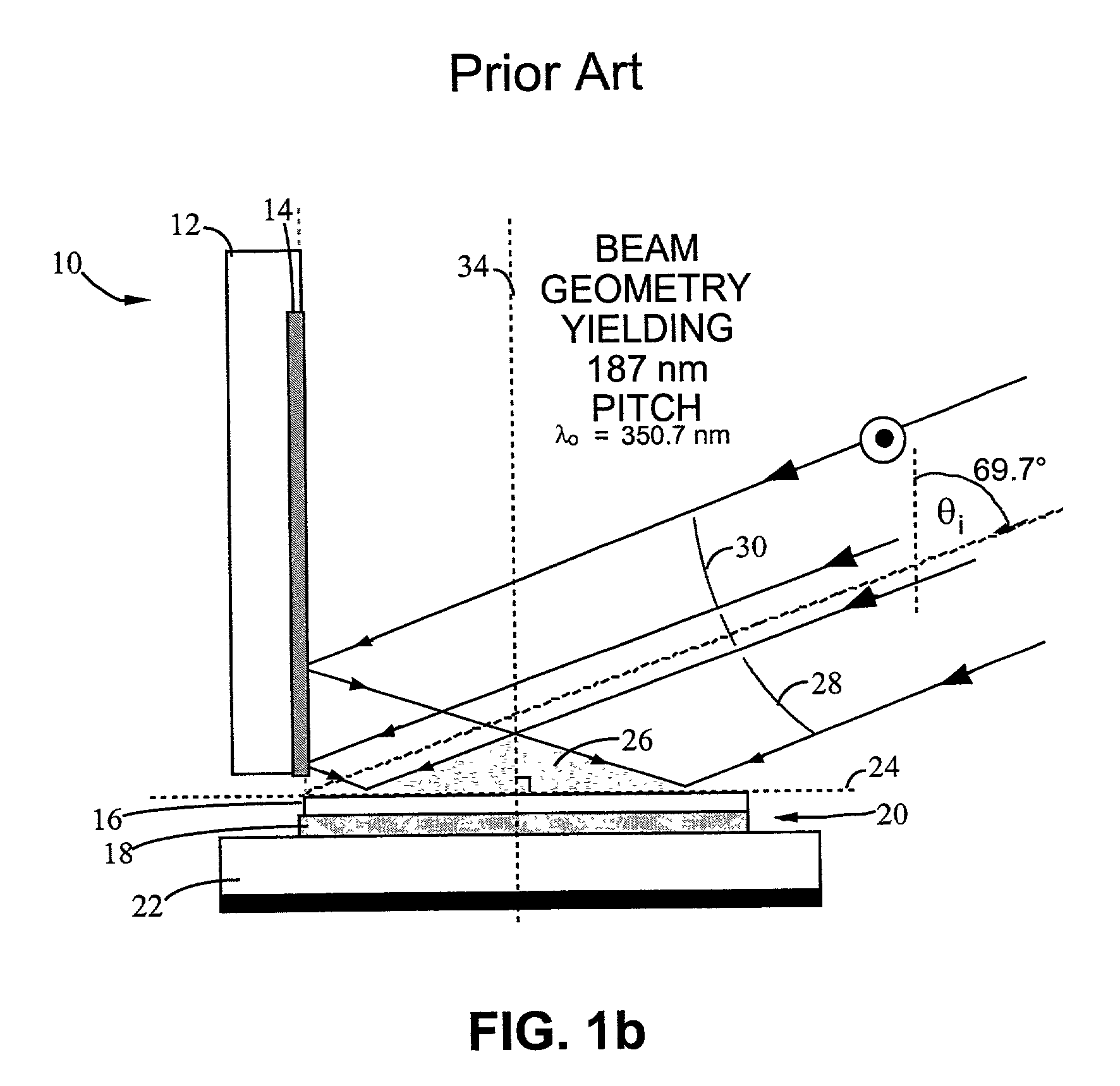Actively stabilized, single input beam, interference lithography system and method
