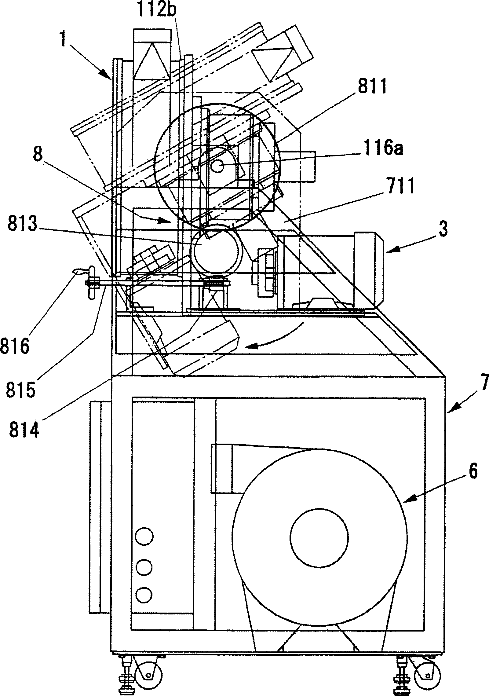 Device for treating powder particles by rotary flow