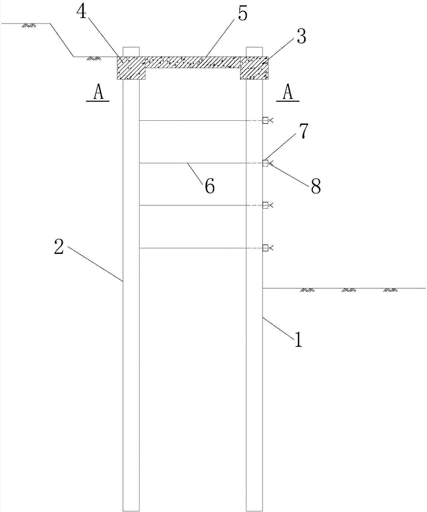 Multi-layer horizontal connection double-row steel plate pile foundation pit support structure and construction method thereof