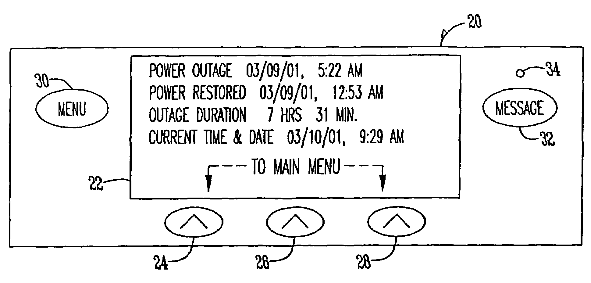 Refrigerator having power outage duration feature