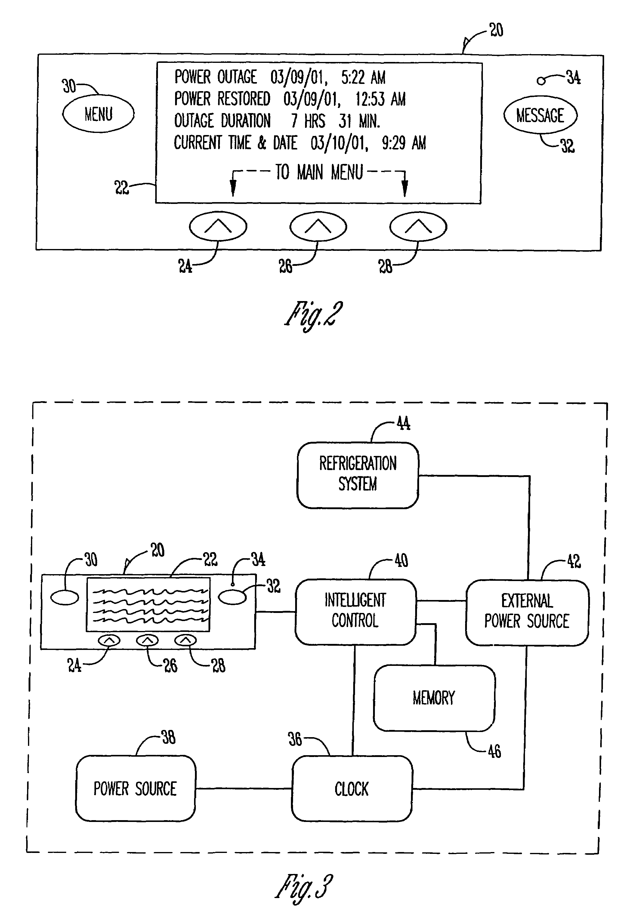 Refrigerator having power outage duration feature