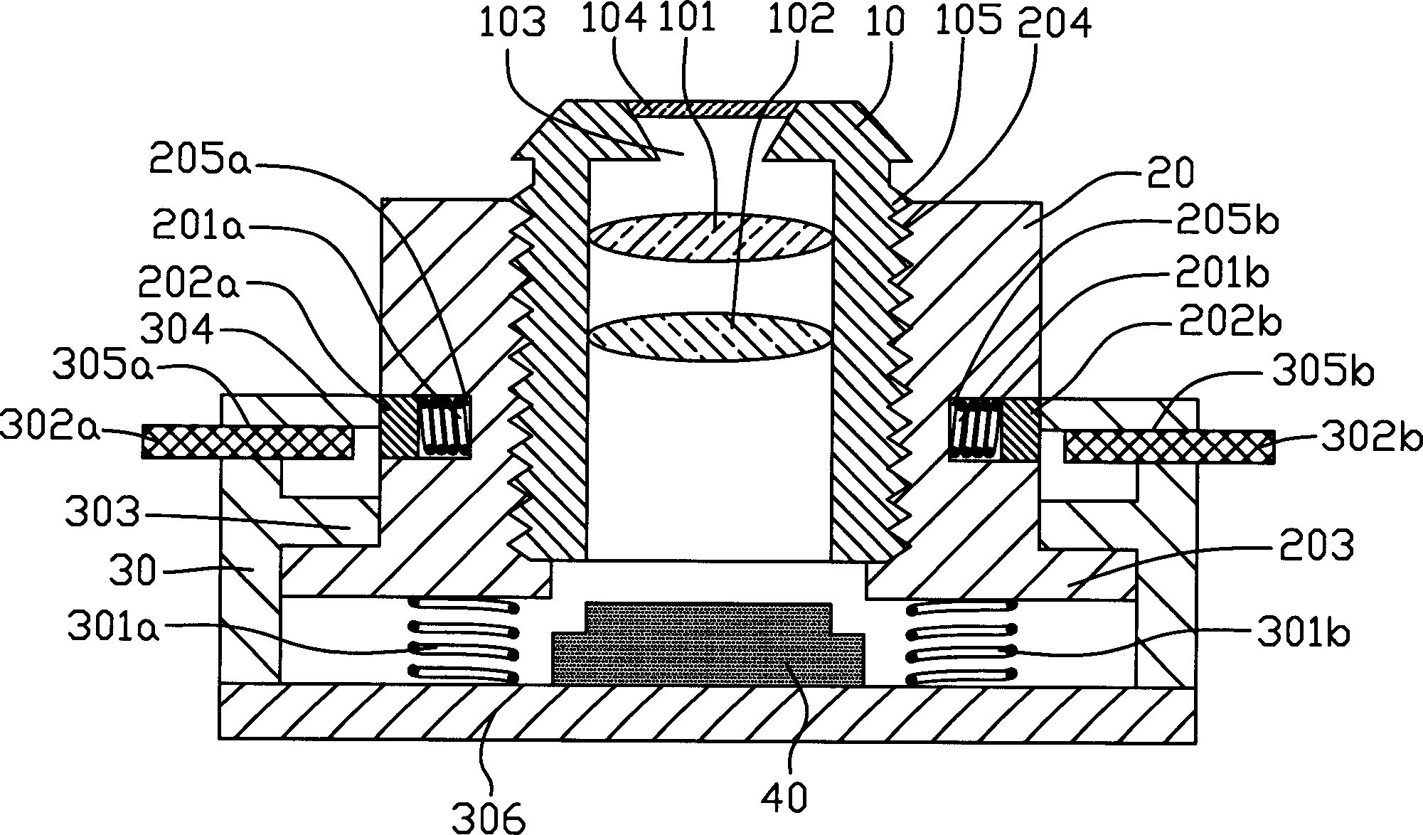Two section type focusing mechanism