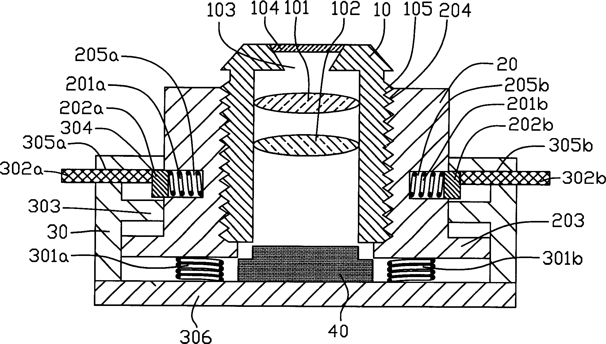 Two section type focusing mechanism