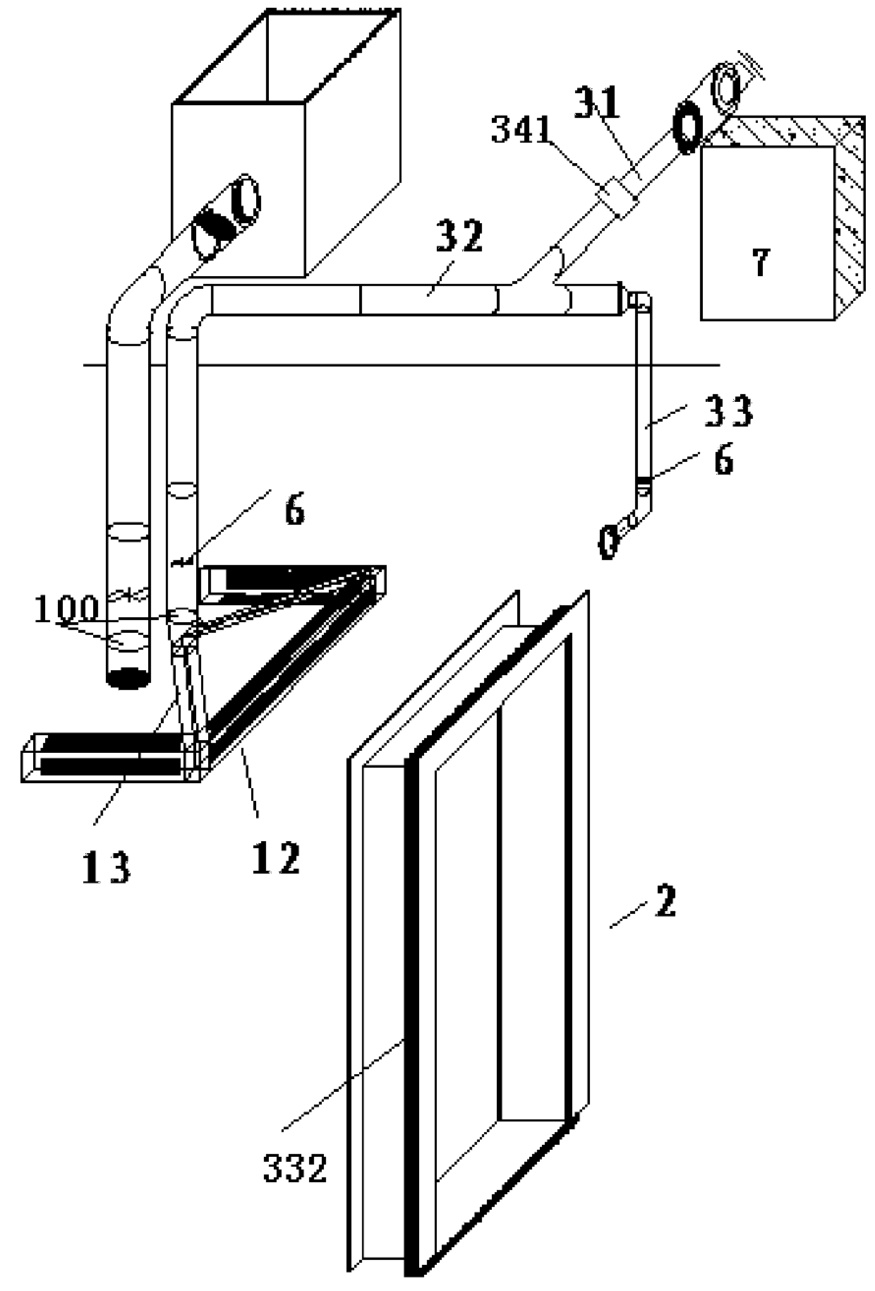 Construction method of new-air system built in kitchen ventilator and door pocket