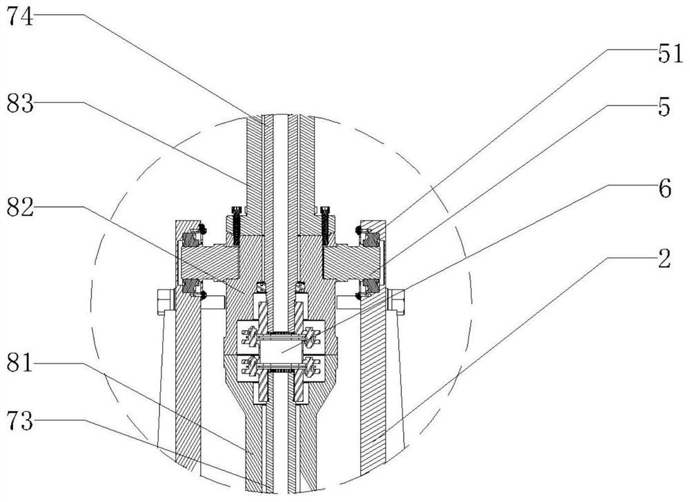 Transmission, tilting and vibration reduction system of a helicopter test device in an icing wind tunnel