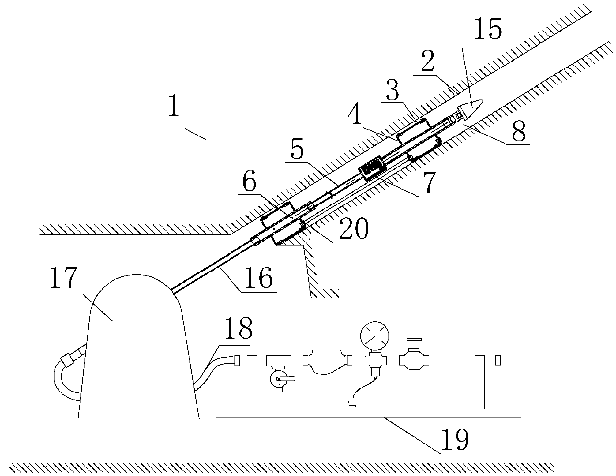 Mine rock mining damage area integrated detecting device and method
