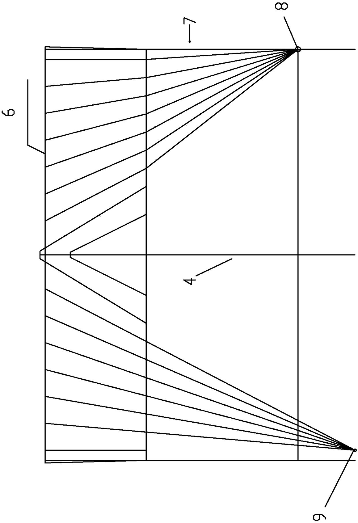 Blasting construction method adopting equal-distance fan-shaped hole distributing method for tunnel slotting and enlarging area