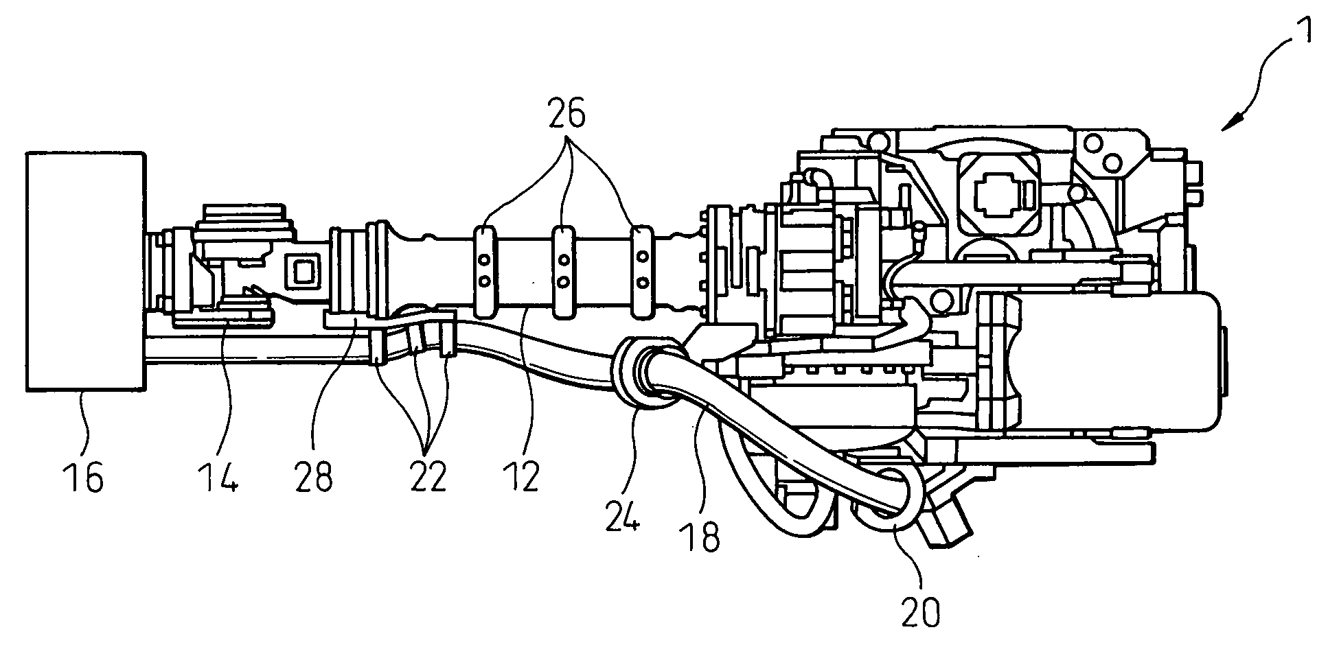 Managing device for an umbilical member of a robot and a robot having the managing device