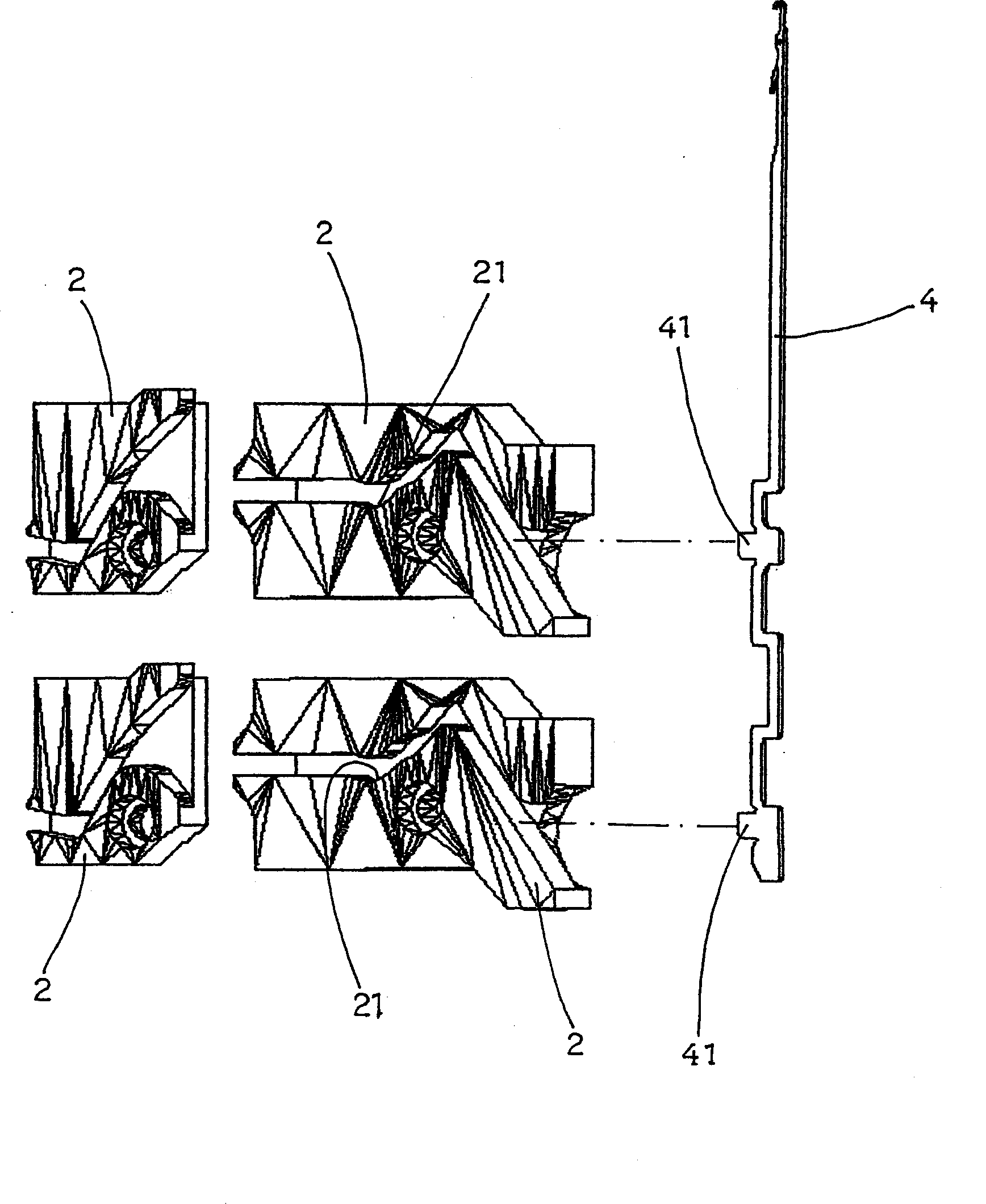 Triangular track structure of two-sided terry circular knitting machine