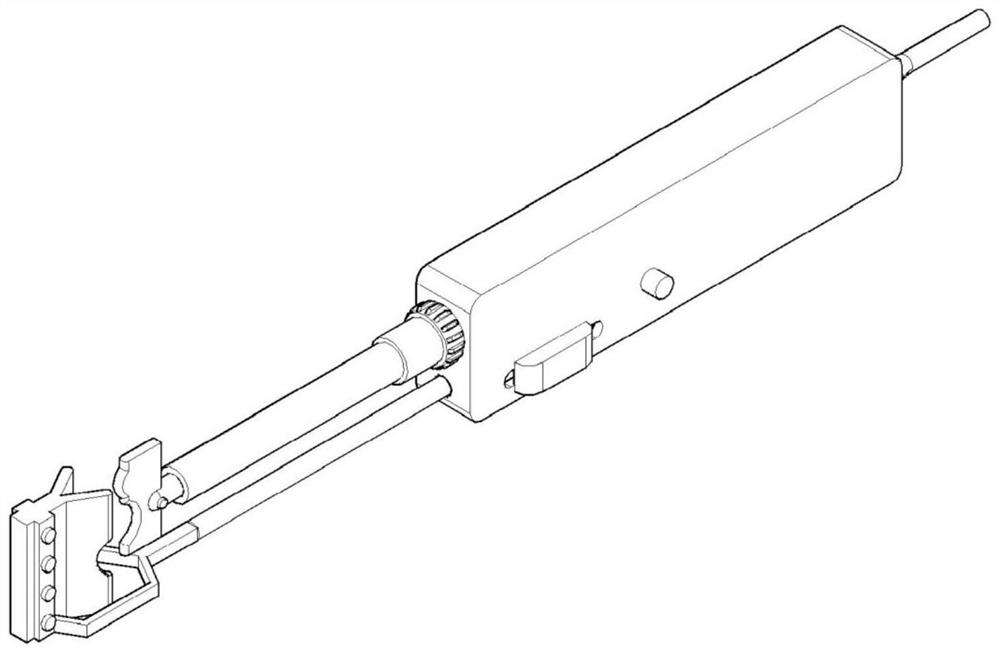 A v-shaped bracket type elastic clip hot stripping tool