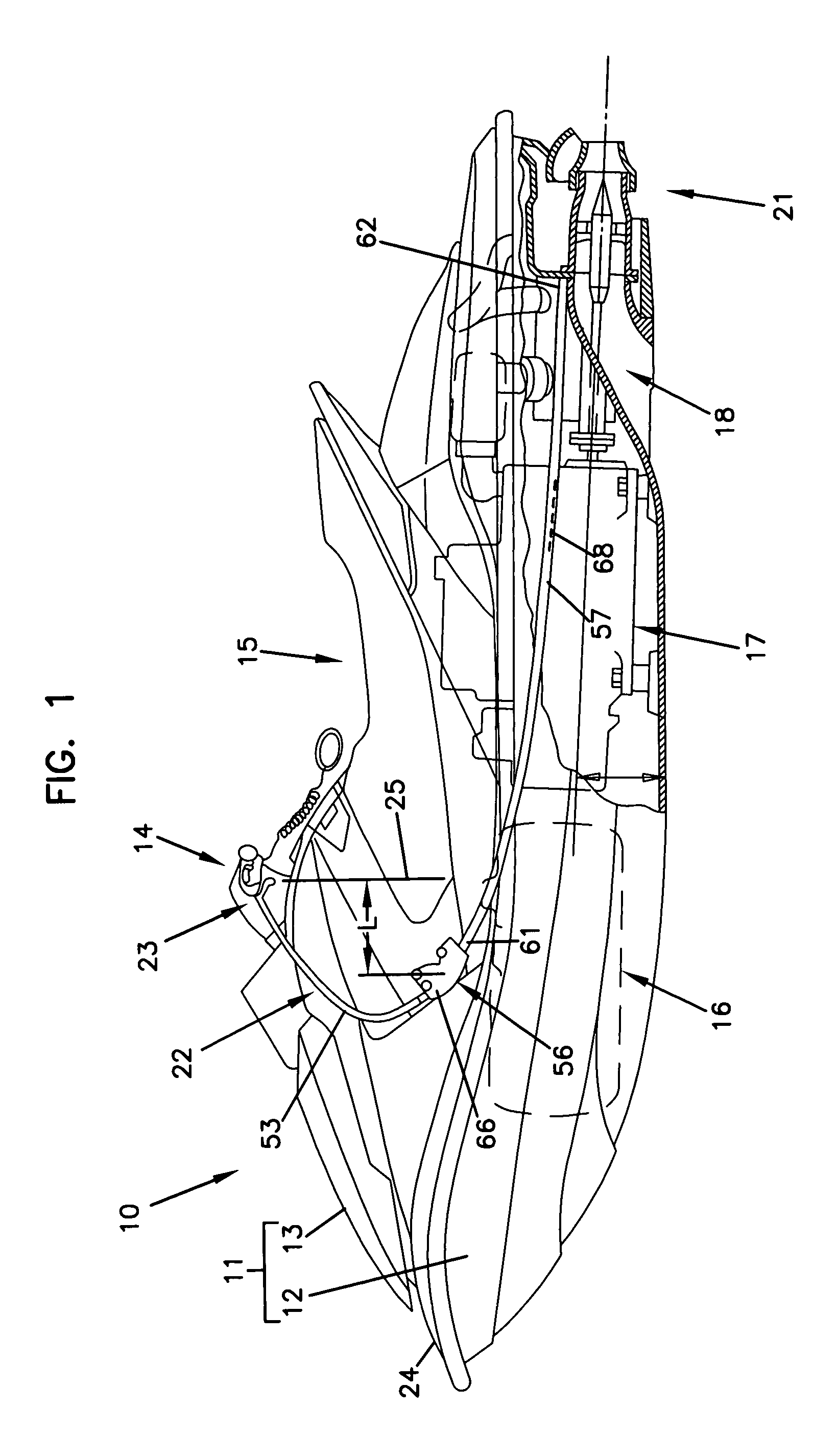 Trim operating wire structure for personal watercraft