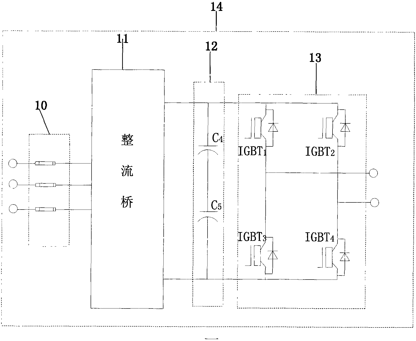 AC high voltage high power adjustable CVCF power apparatus and its emendation method