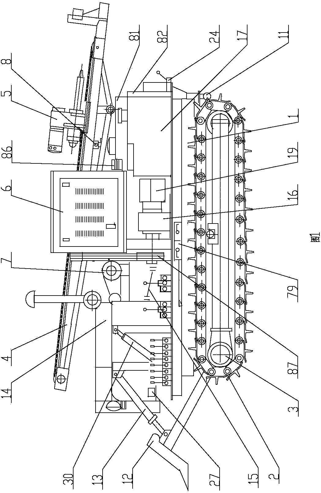 Full-hydraulic mountain exploratory crawler drilling machine