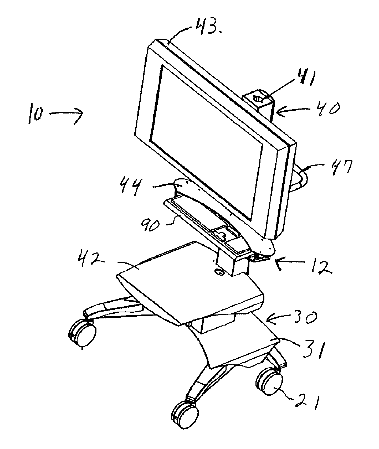 Mobile Flat Panel Monitor and Computer Cart