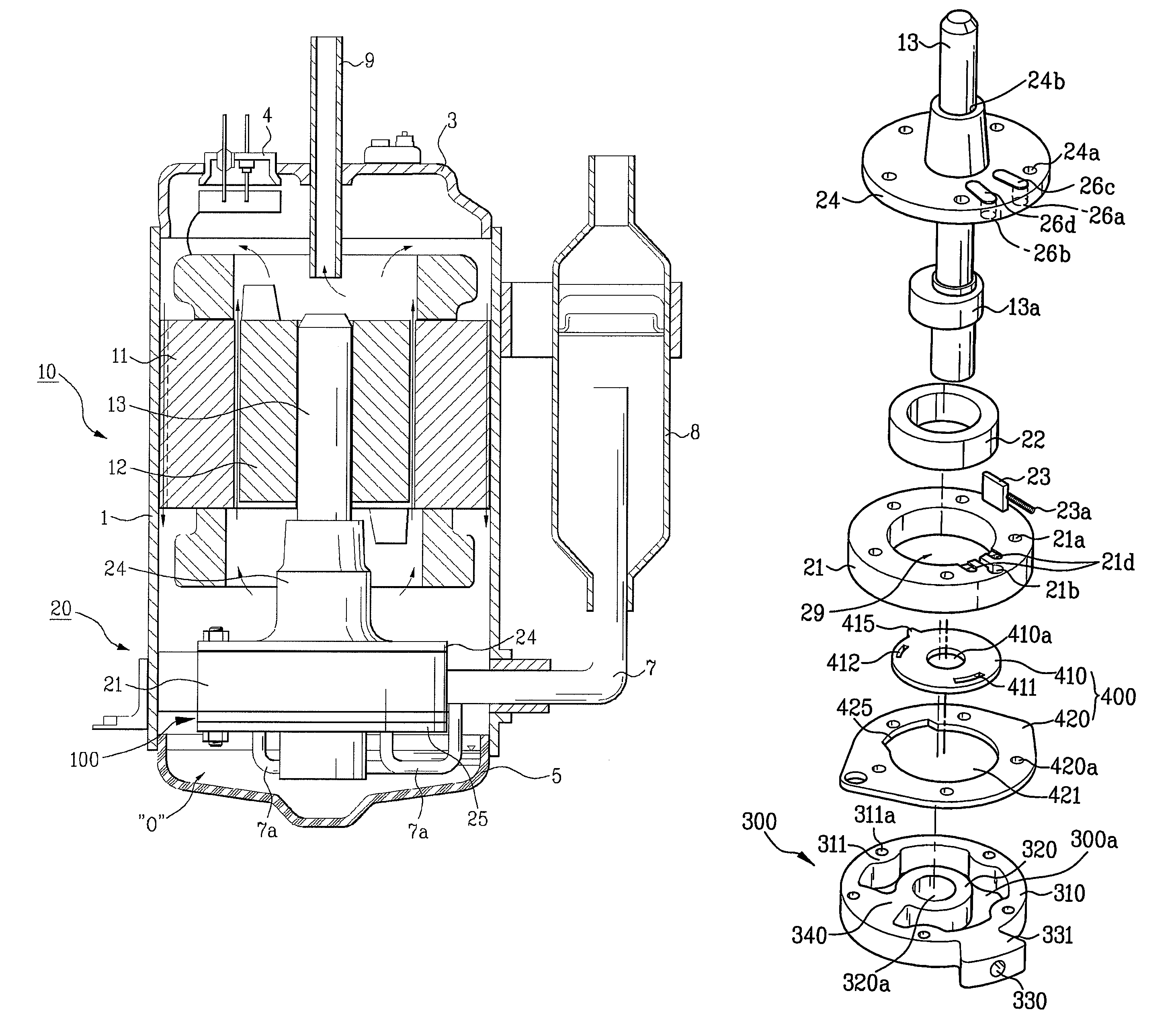 Rotary compressor for changing compression capacity