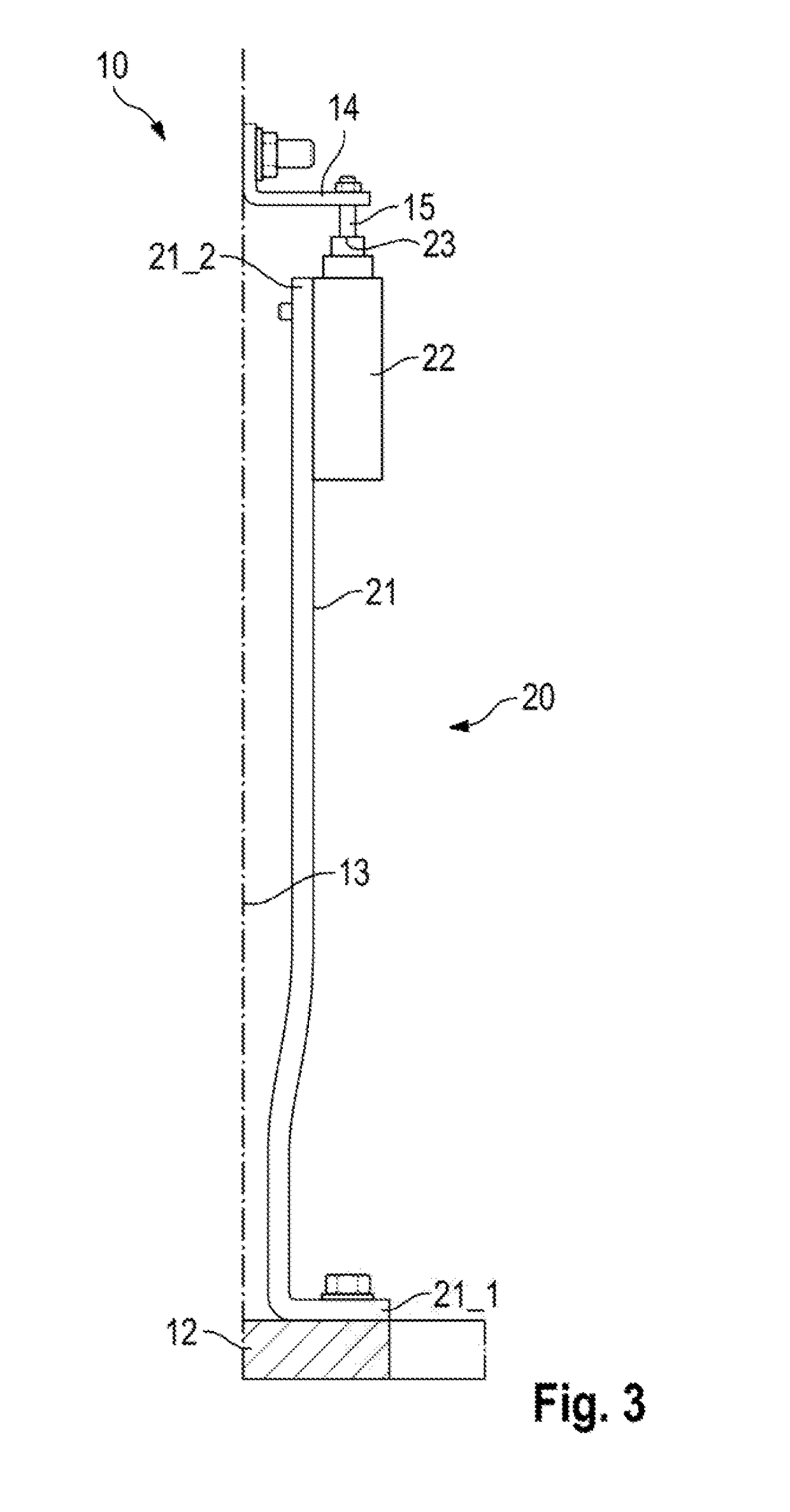 Sensor and method for identifying a mechanical deformation of a housing of a charging column