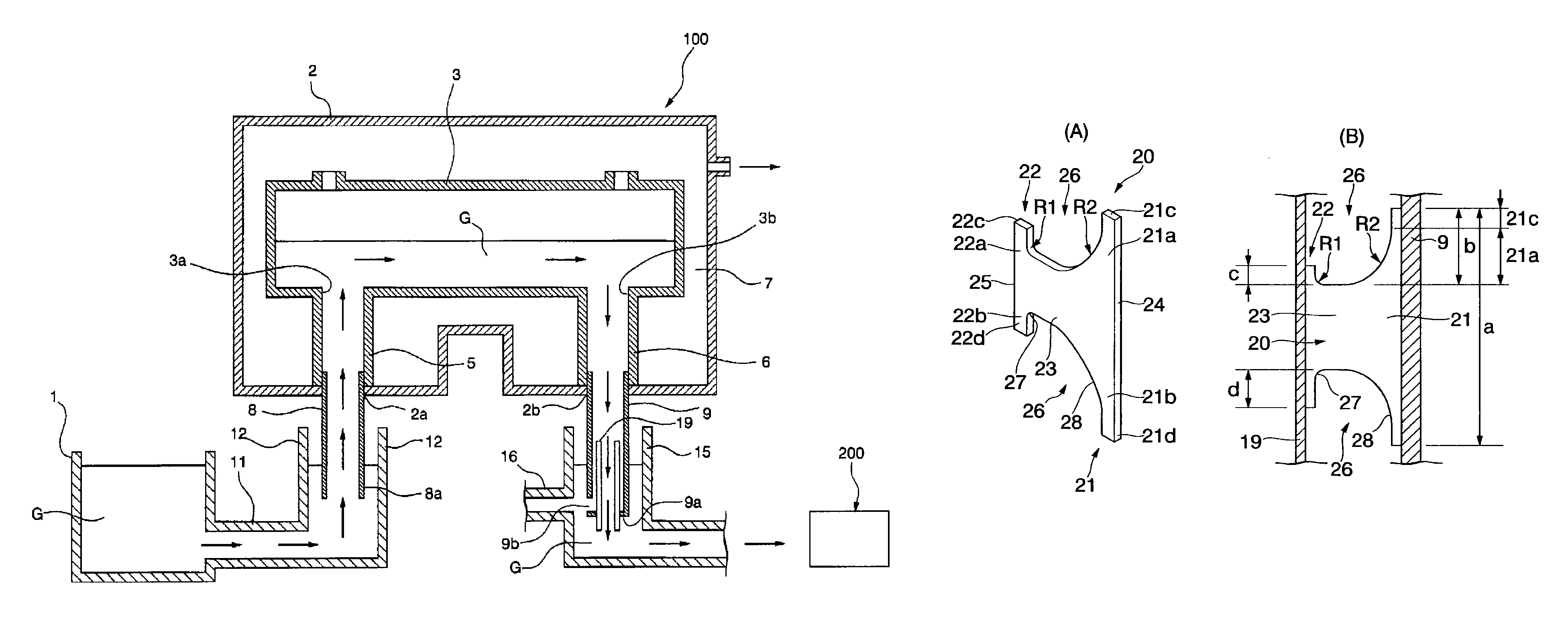 Conduit structure for molten glass, vacuum degassing apparatus, vacuum degassing method for molten glass and process for producing glass products employing said conduit structure