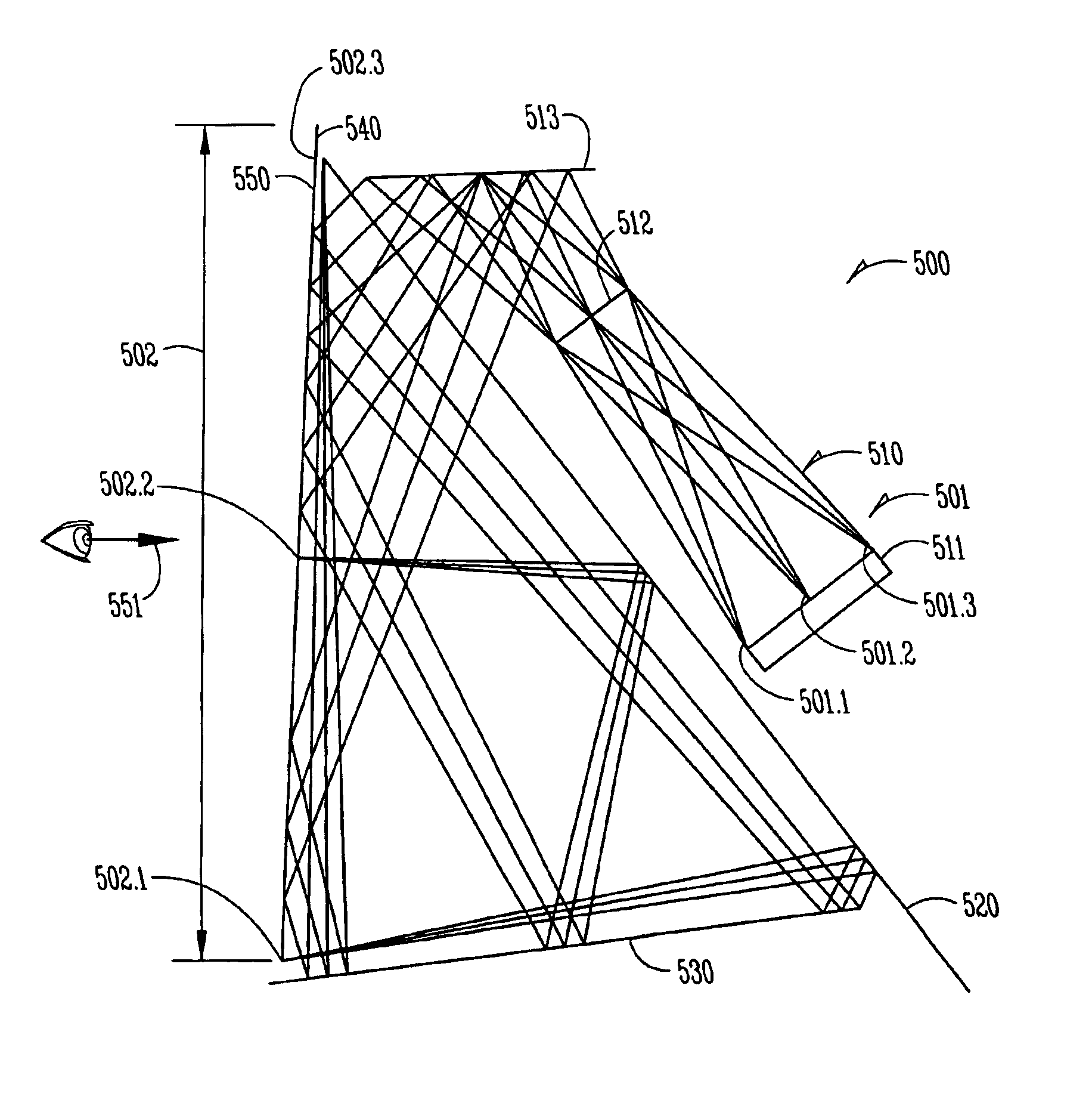 Optical devices employing beam folding with polarizing splitters