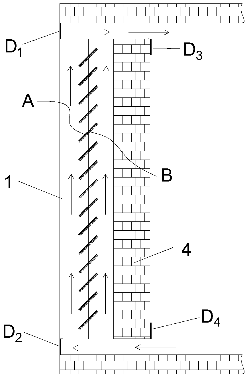 Double-catalyst coating louver-type heat collecting wall and using method thereof