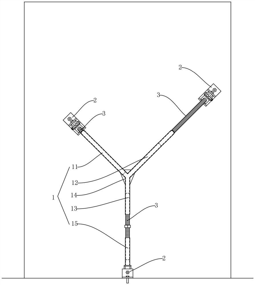 Y-shaped supporting device for temporary supporting of prefabricated wall