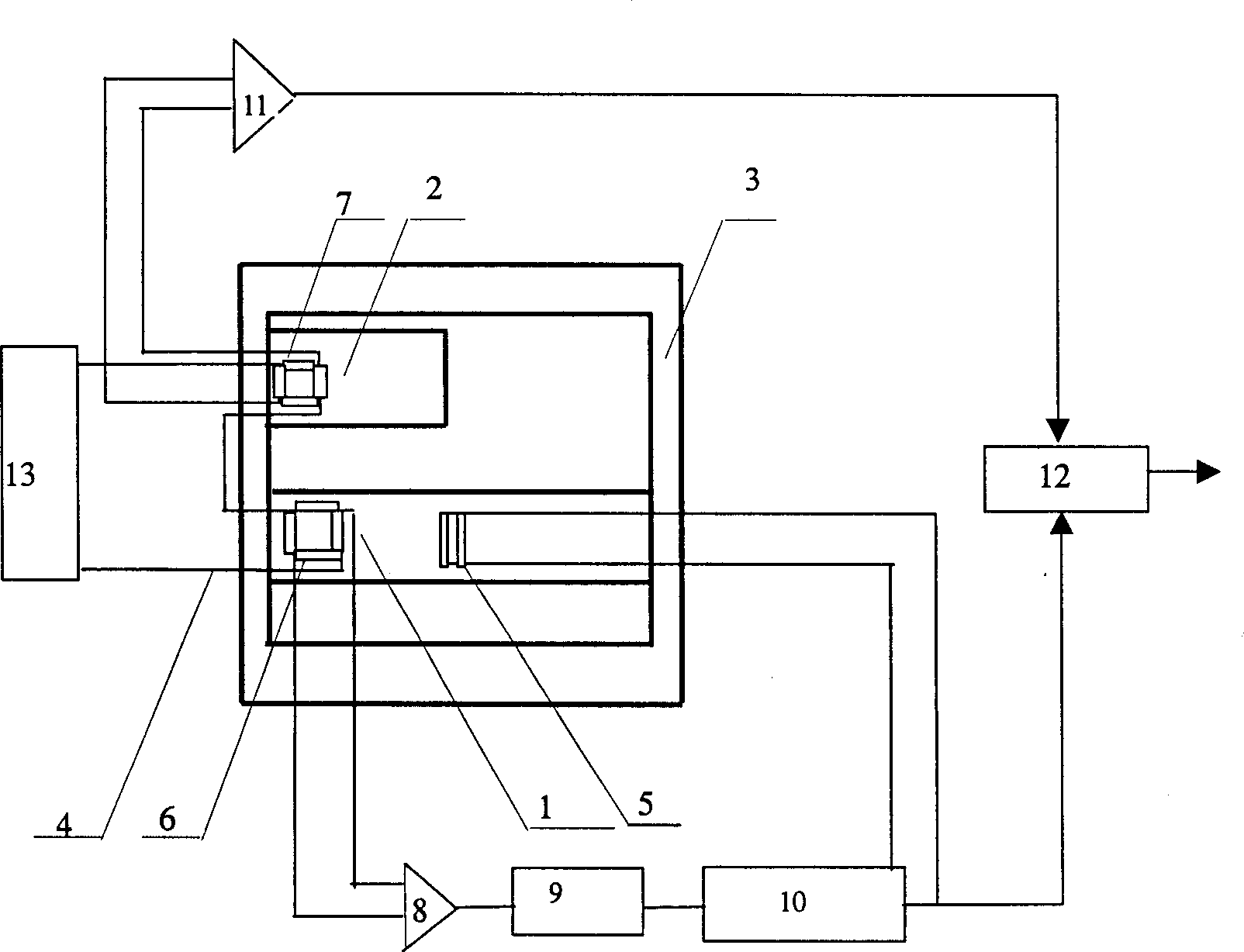 Frequency output type micromechanical dual-beam resonator with autoamtic temp compensation