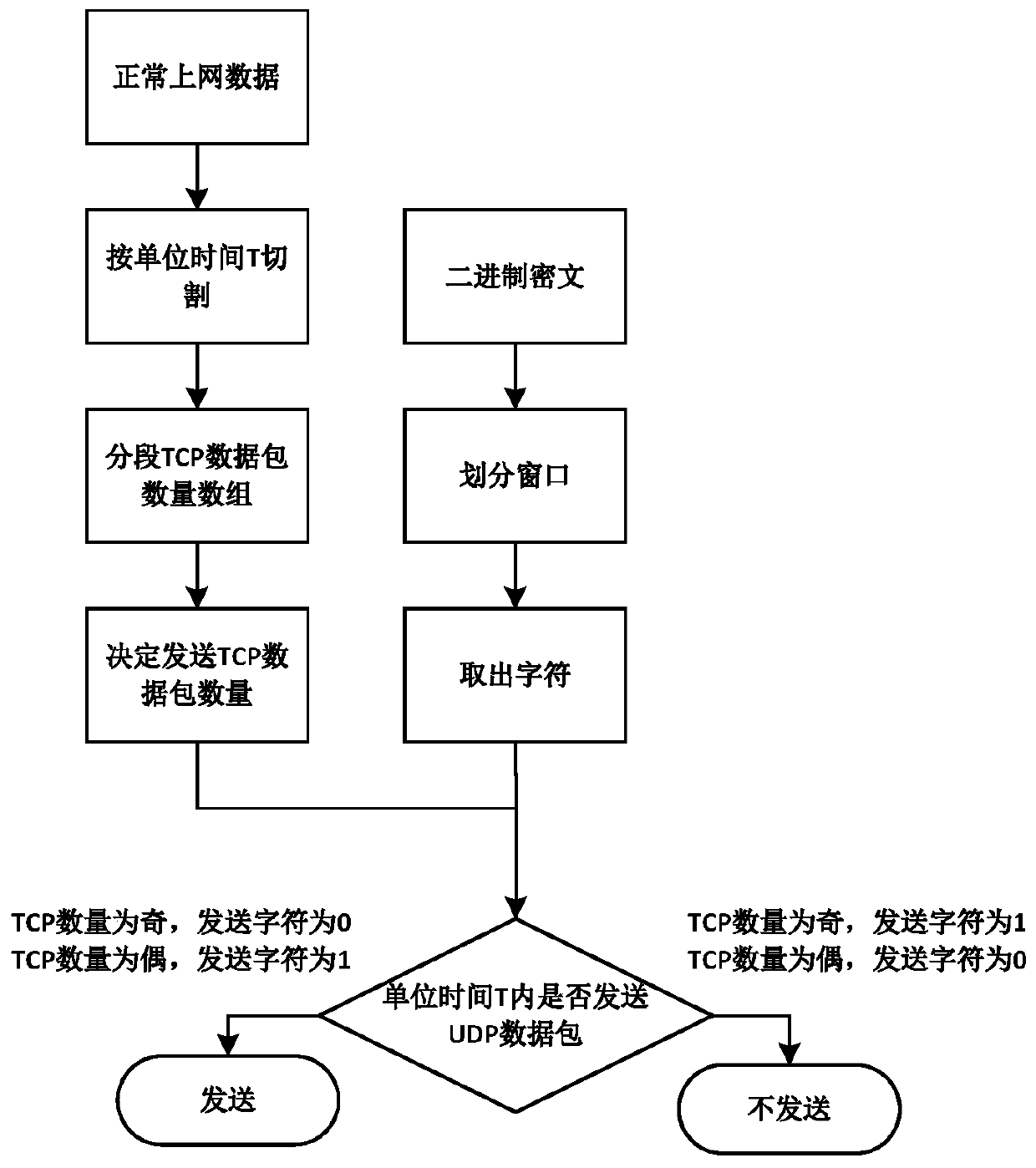 Secret information transmission method and system based on TCP and UDP