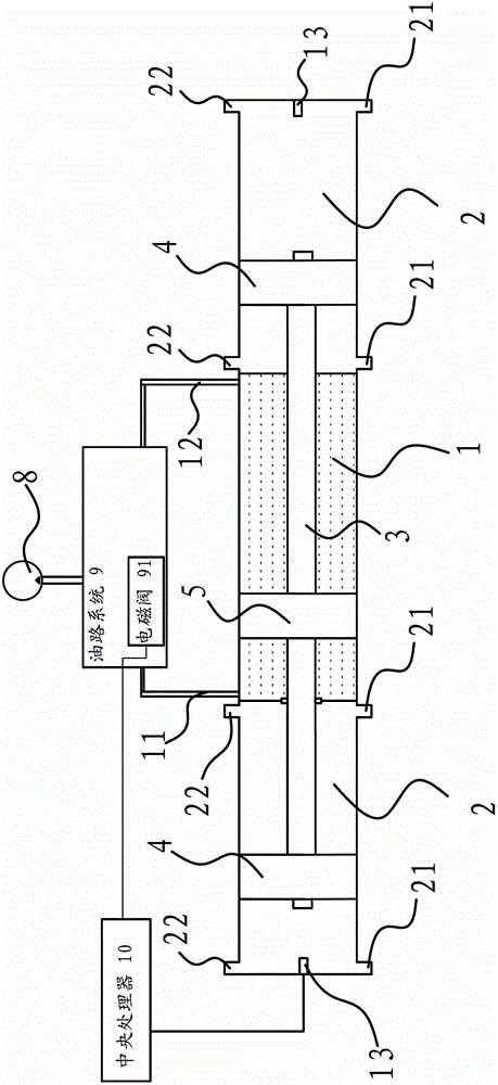 Double-acting hydraulic ejecting type vacuumizing and compressing device of double cylinders
