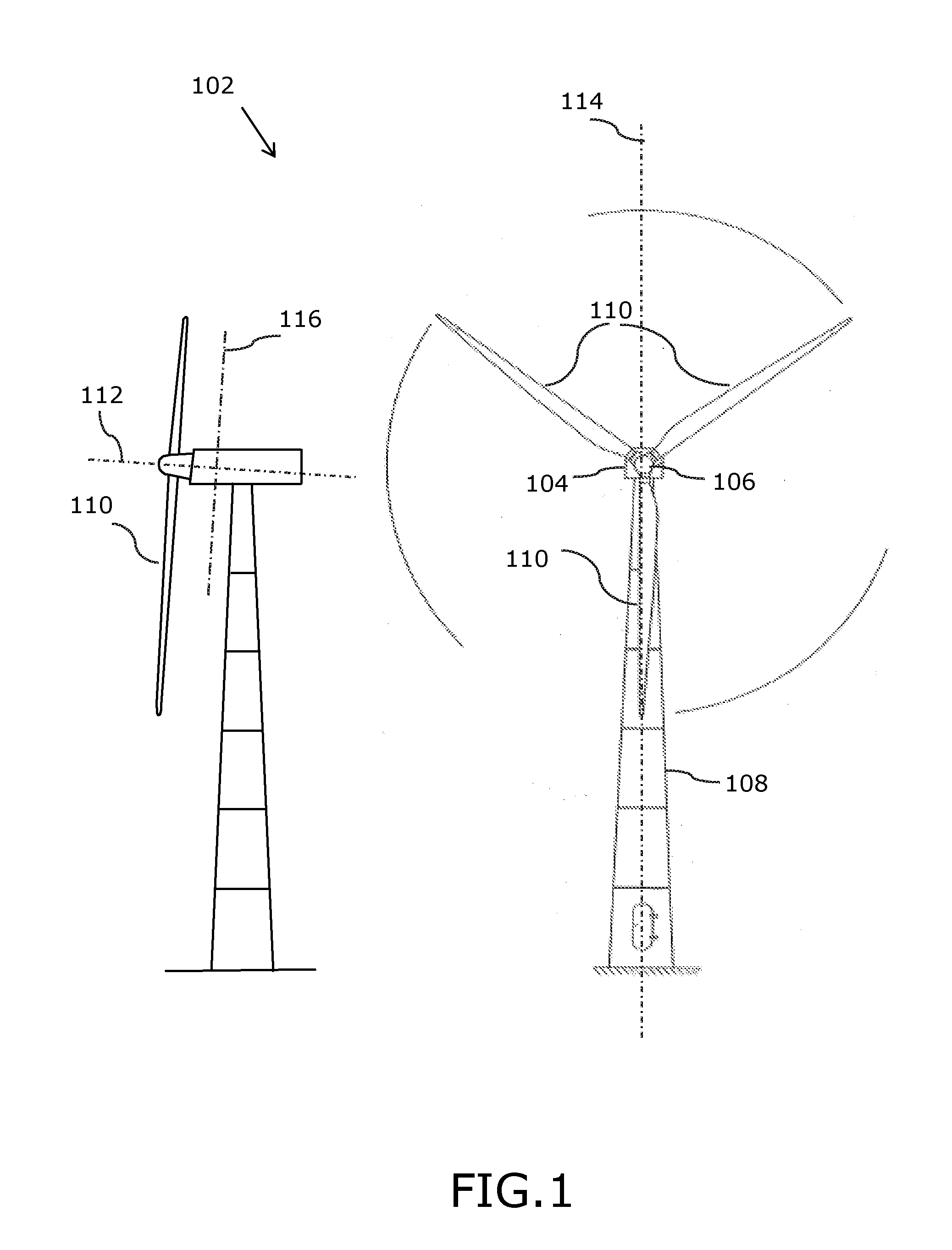 Wind turbine with bearing support