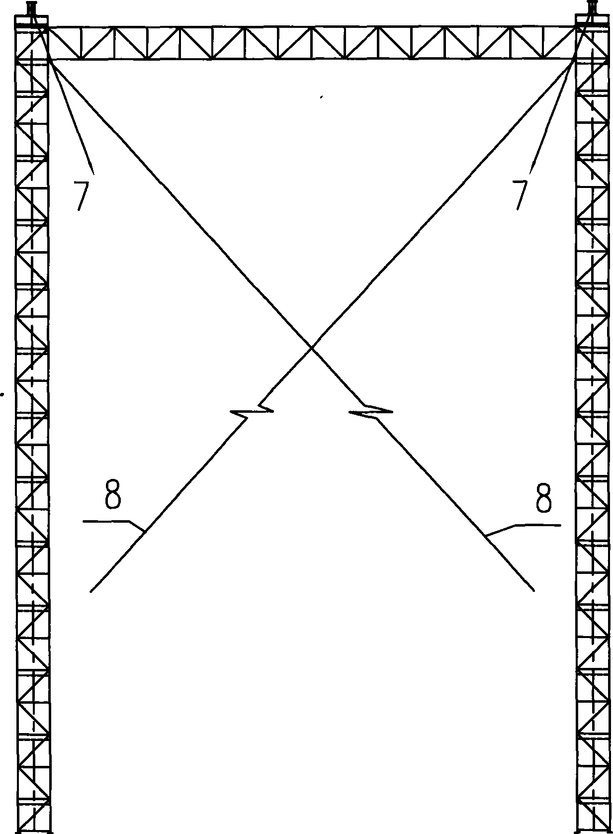 Synchronous vertical swing lift construction method for double inclination arc tower