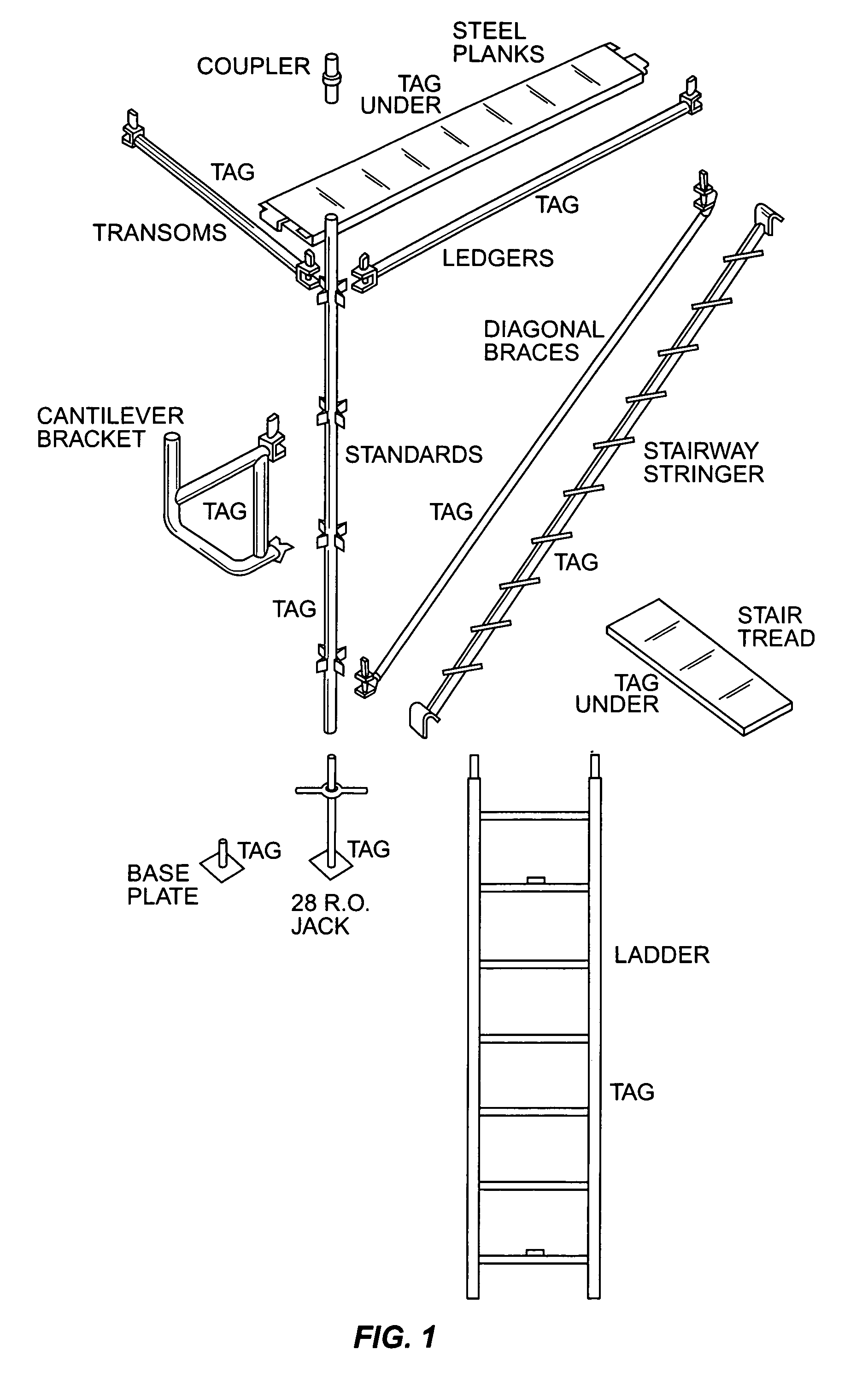 Intelligent reader system and method for identifying and tracking goods and materials transported in pallets, including but not limited to scaffolding materials
